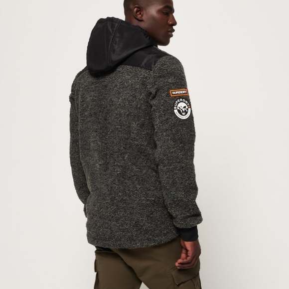 SUPERDRY Sherpa Fleece Zip Hoodie – Charcoal Gray - Picture 3 of 11